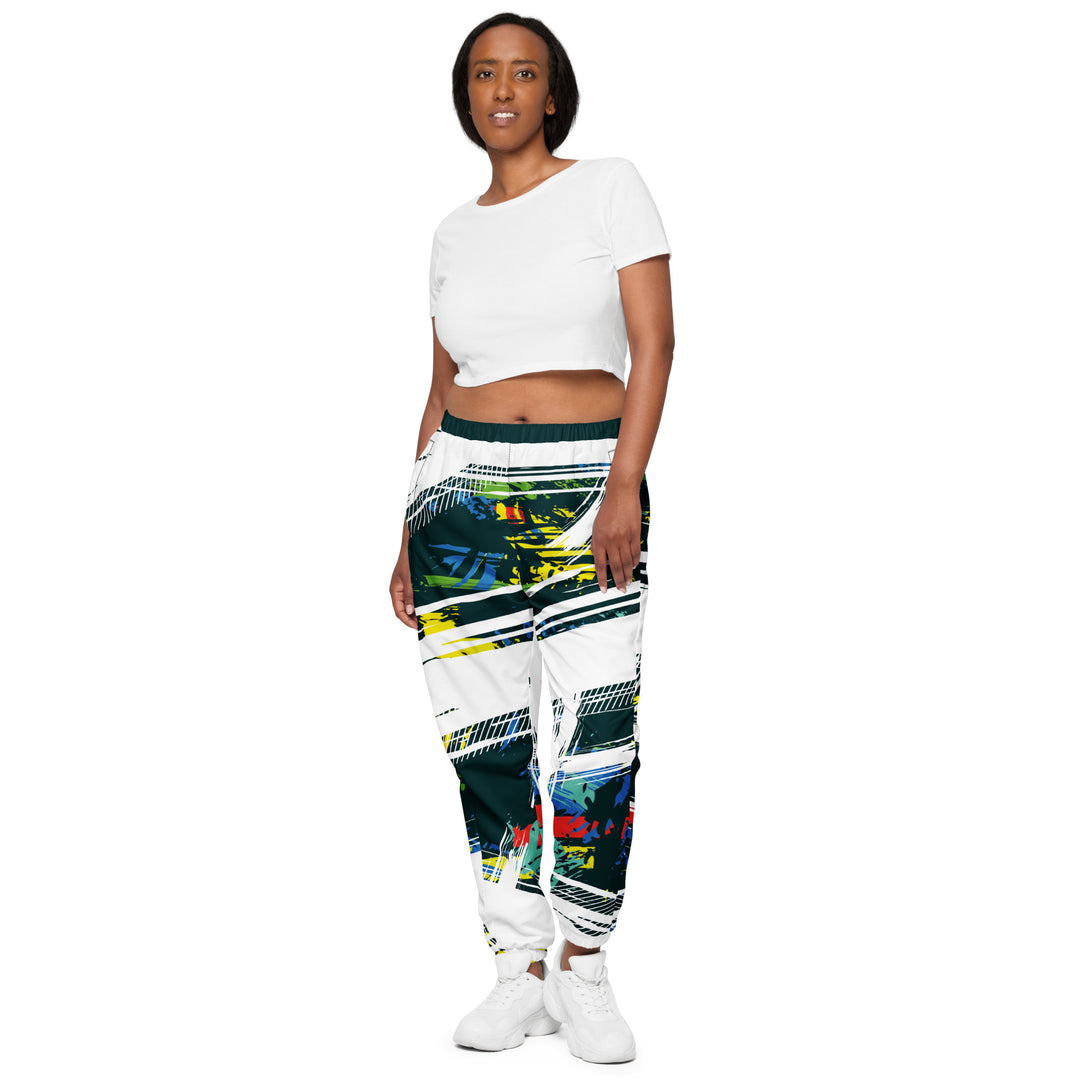 Unisex Track Pants - Green-White Whip