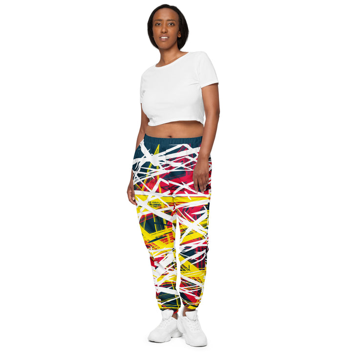 Unisex Track Pants - Yellow-Red Criss