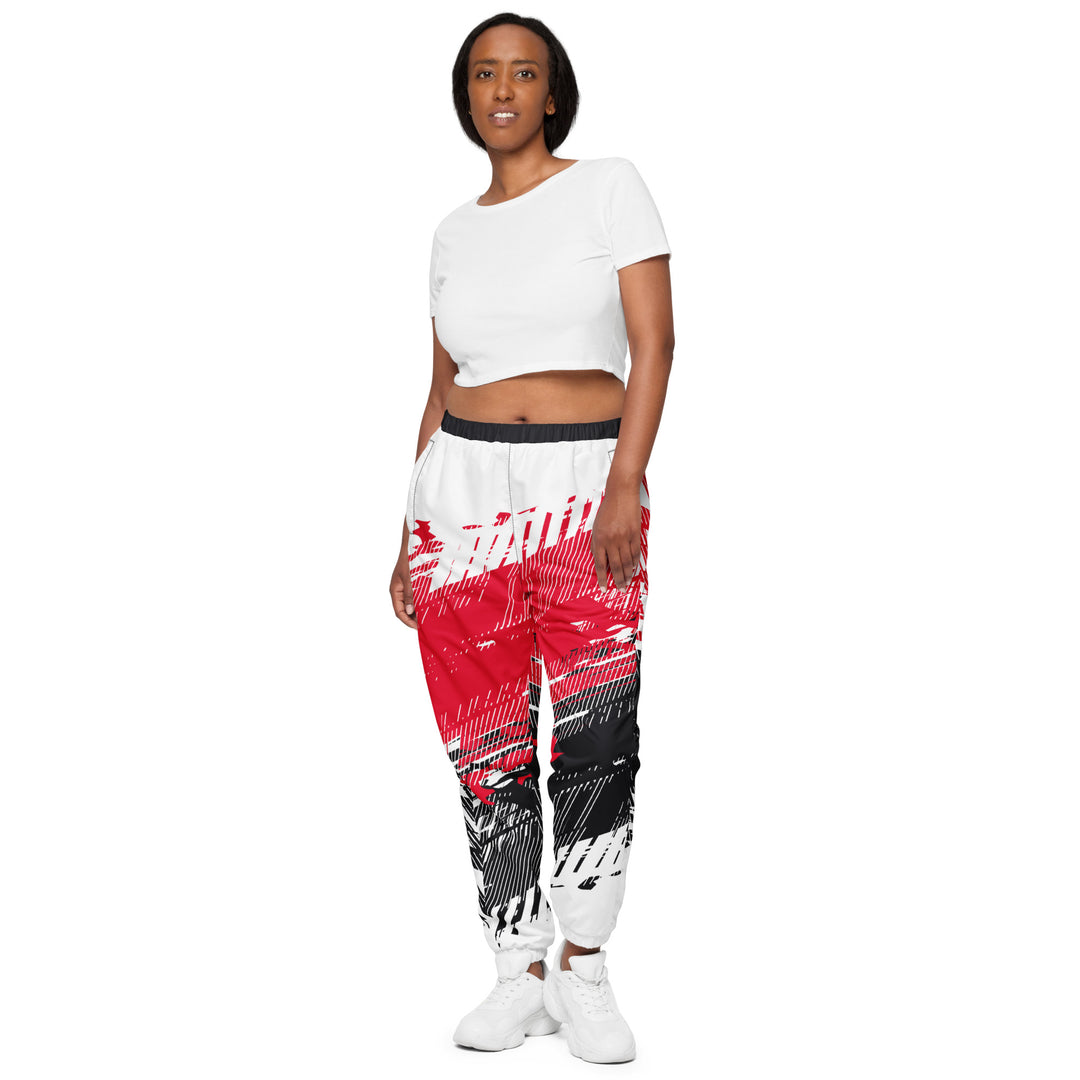 Unisex Track Pants - White-Red Reverse