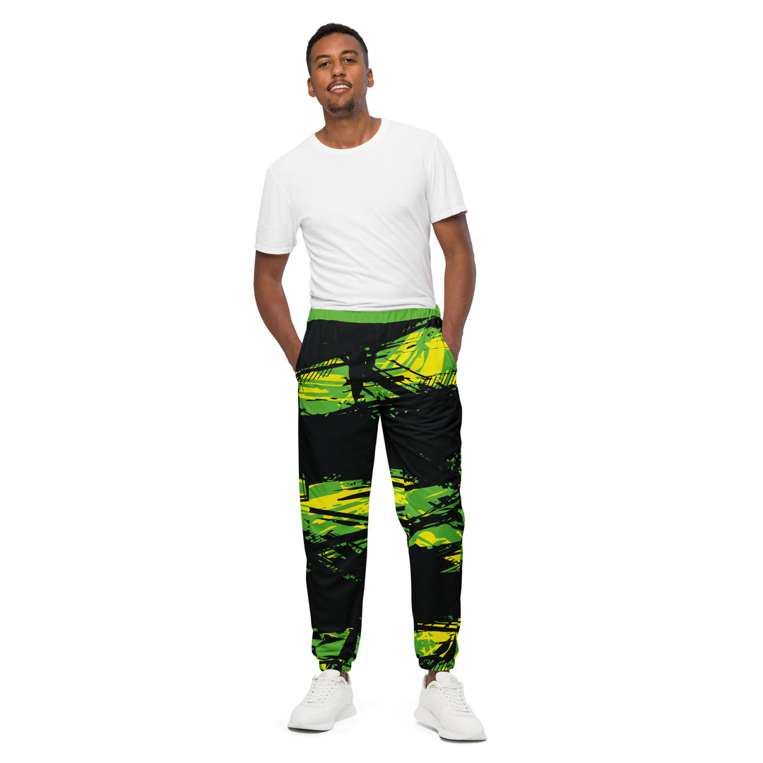 Unisex Track Pants - Black-Green Invade