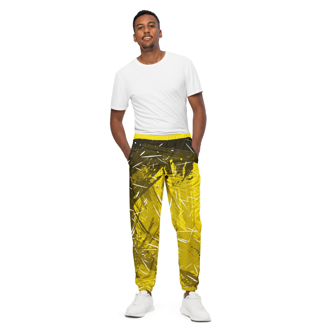 Unisex Track Pants - Yellow-Black Blaze