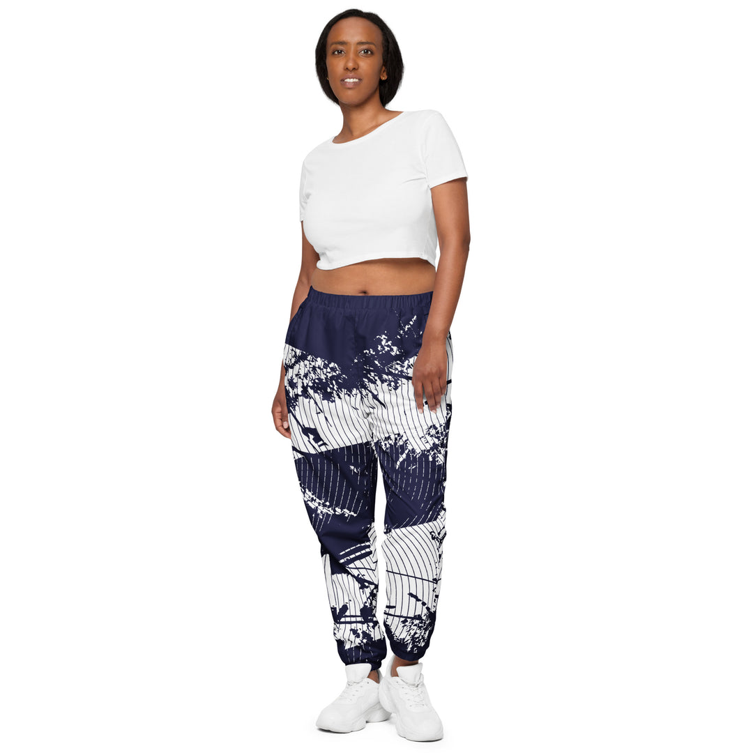 Unisex Track Pants - White-Blue Curve