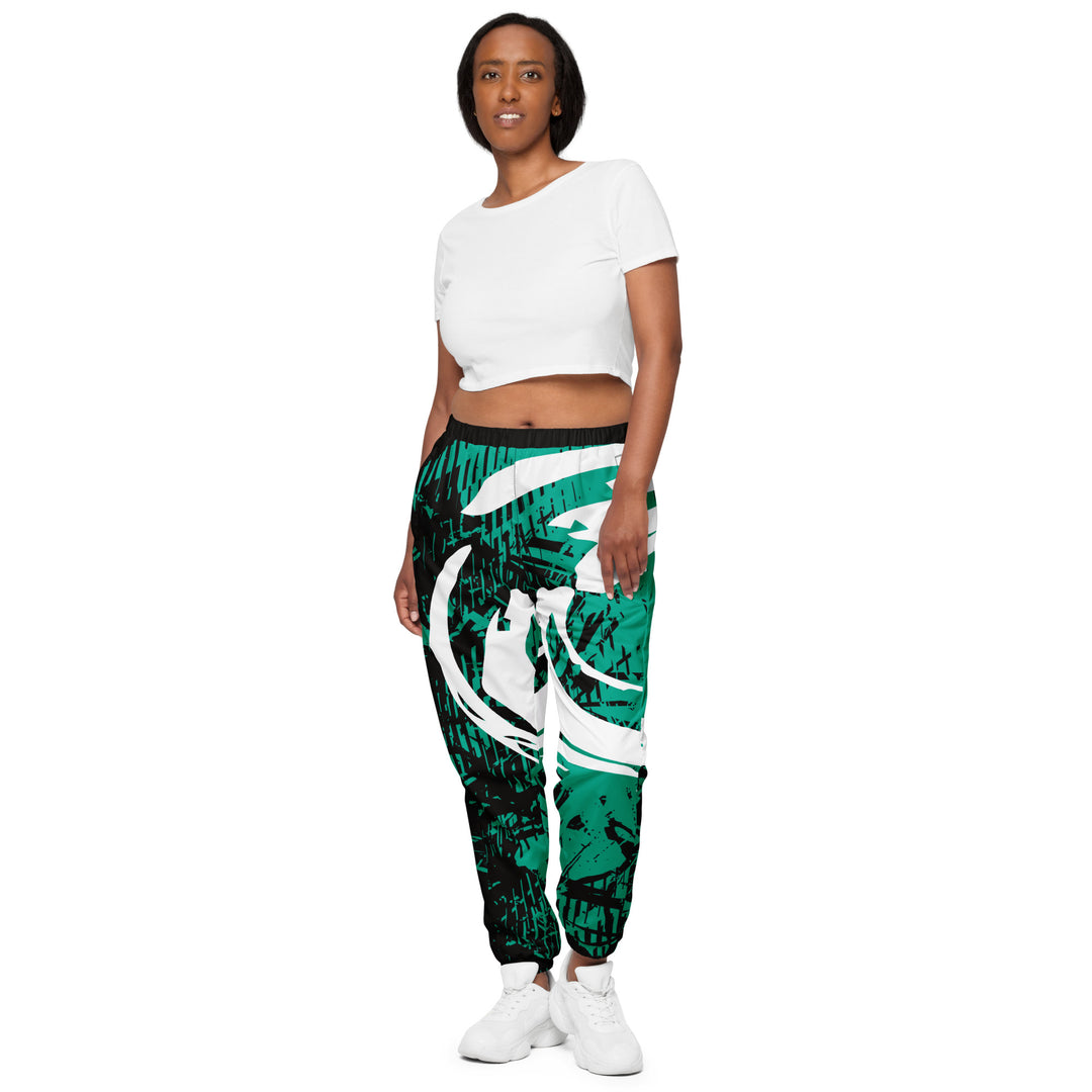 Unisex Track Pants - Black-Green Rescue