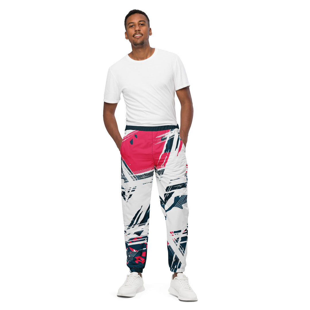 Unisex Track Pants - White-Blue Kick