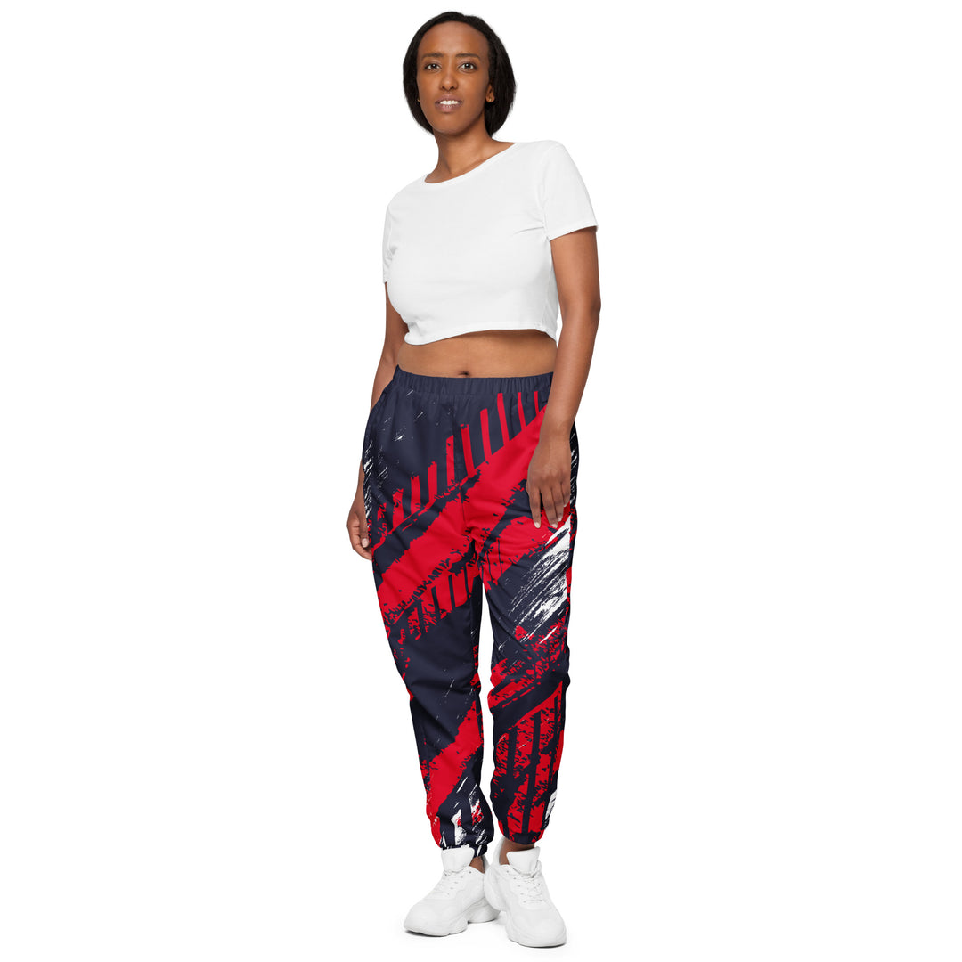 Unisex Track Pants - Grey-Red Rush