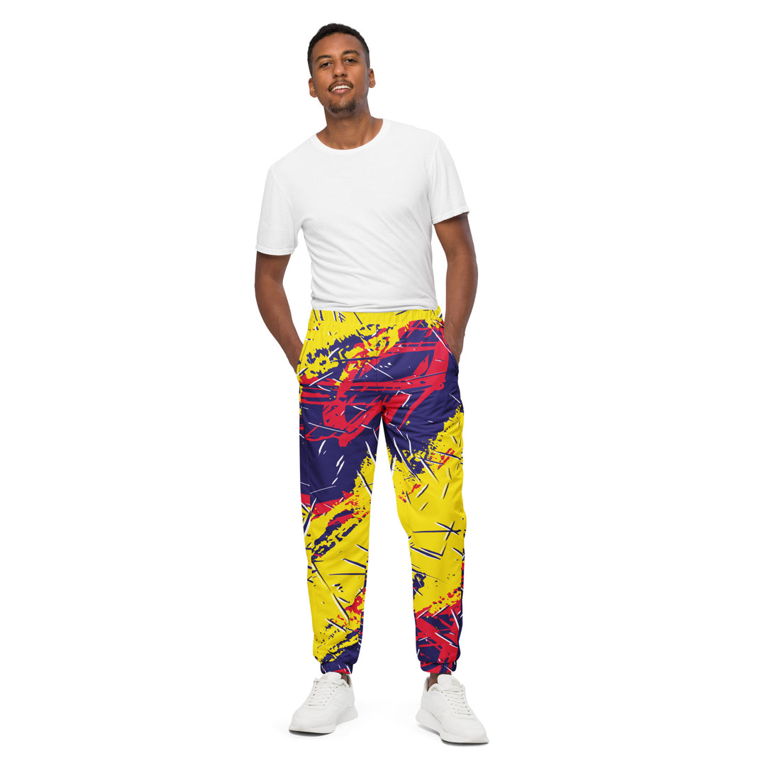 Unisex Track Pants - Purple-Yellow Stream