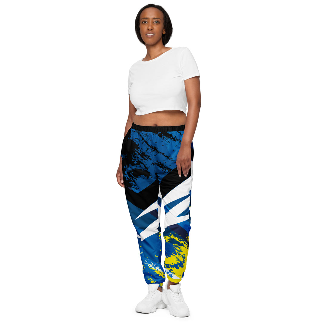 Unisex Track Pants - Blue-Yellow Signal