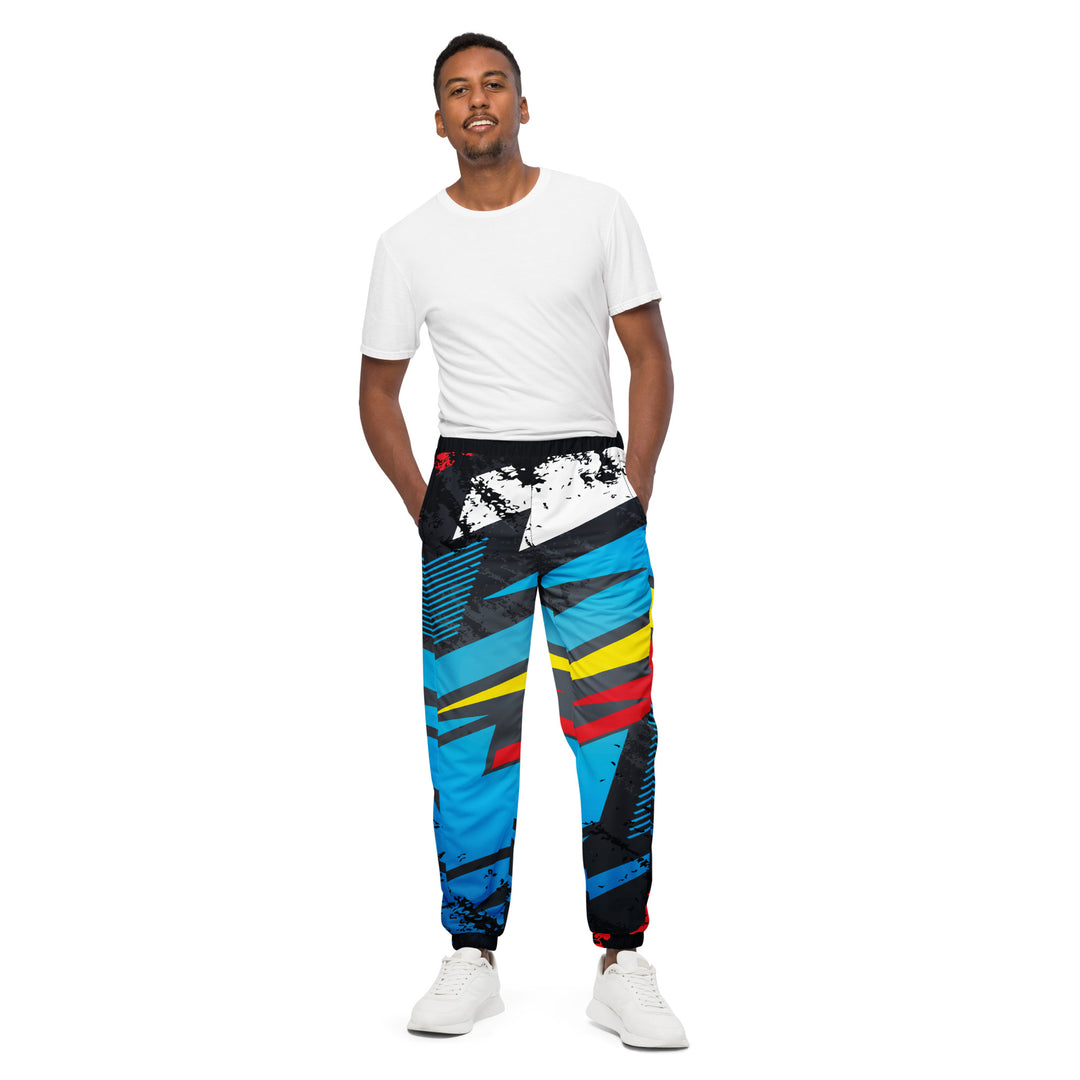 Unisex Track Pants - Black-Blue Rapid