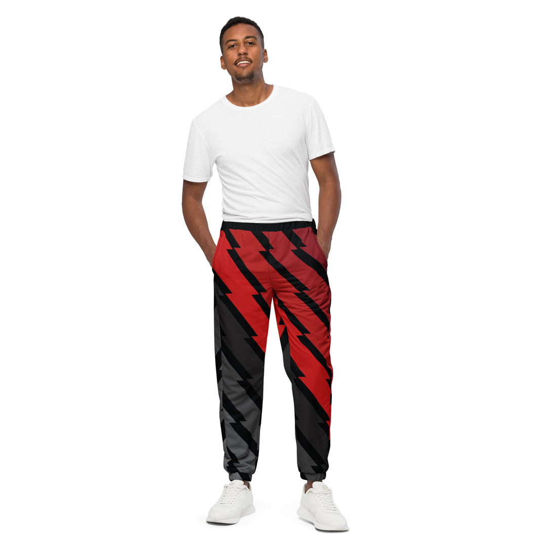 Unisex Track Pants - Black-Red Flash