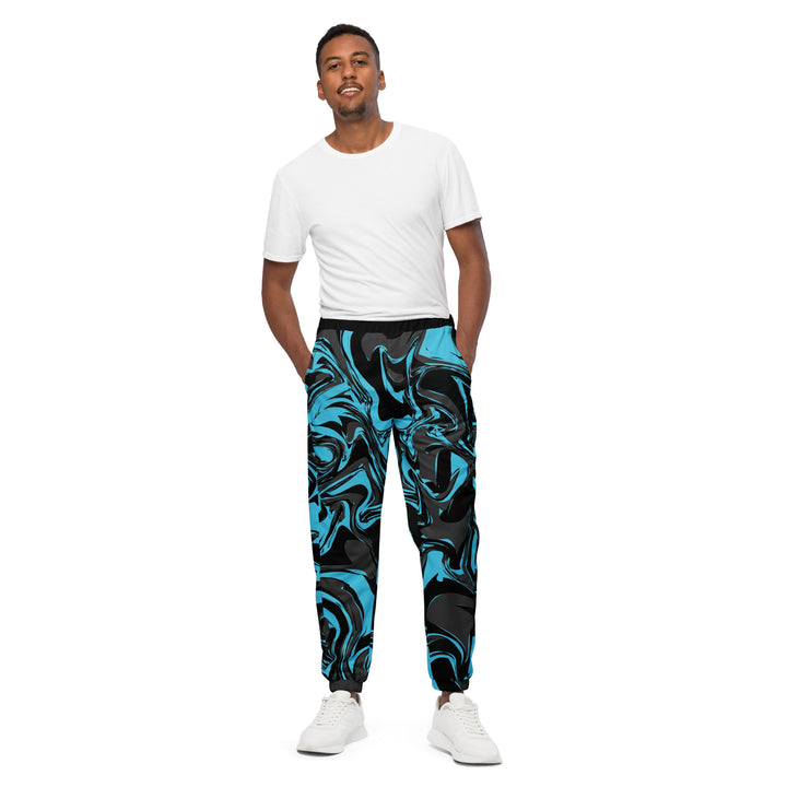 Unisex Track Pants - Black-Blue Bluff