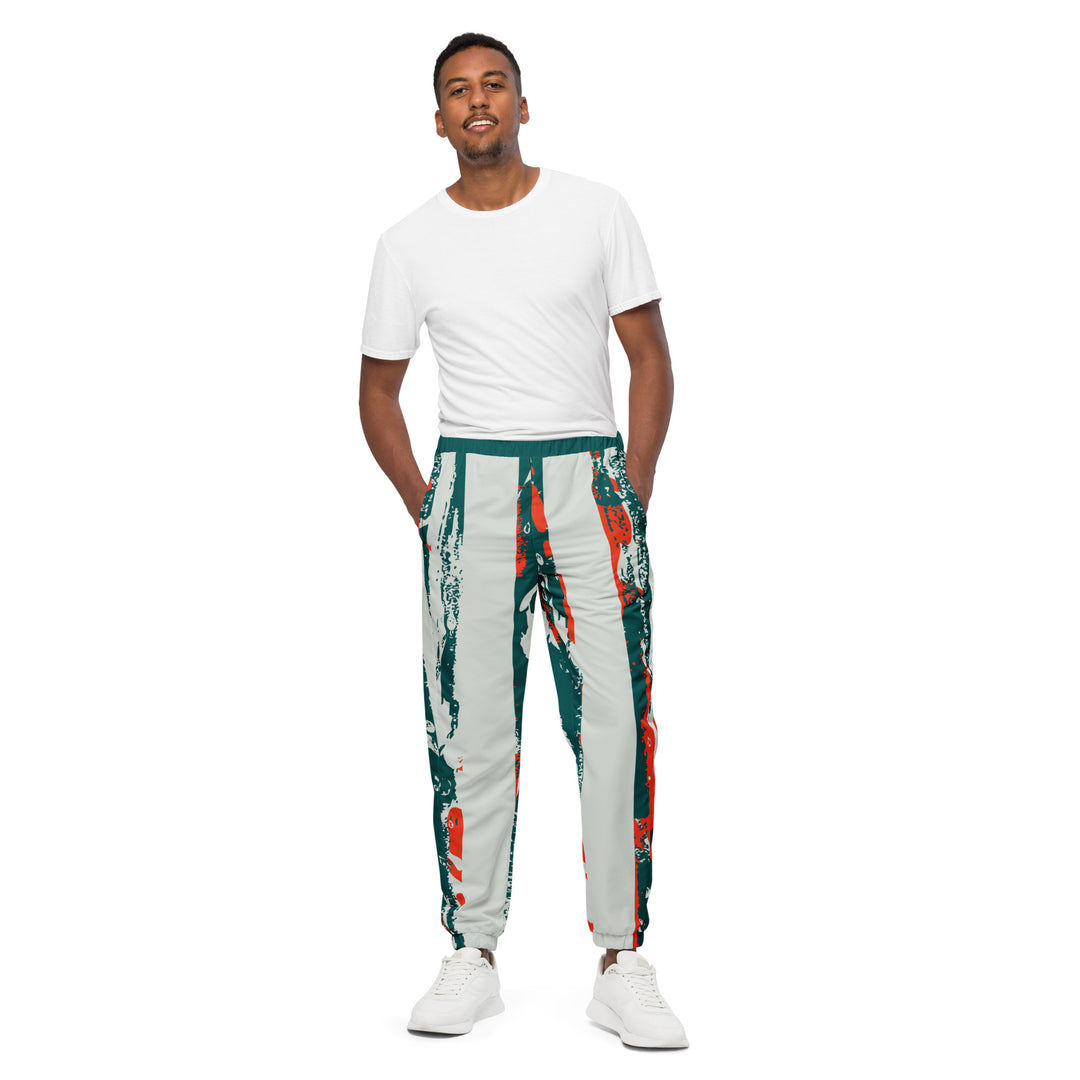 Unisex Track Pants - Green-Grey Bar