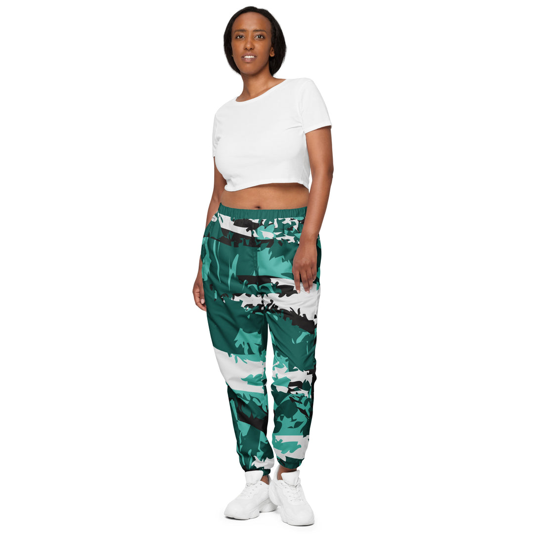 Unisex Track Pants - Green-White Camouflage