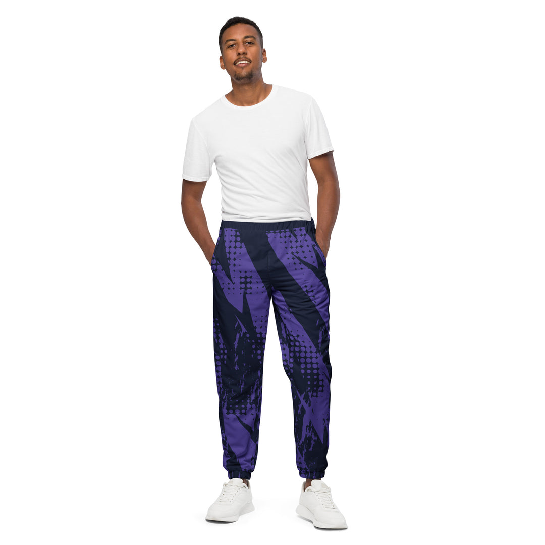 Unisex Track Pants - Purple-Black Bolt