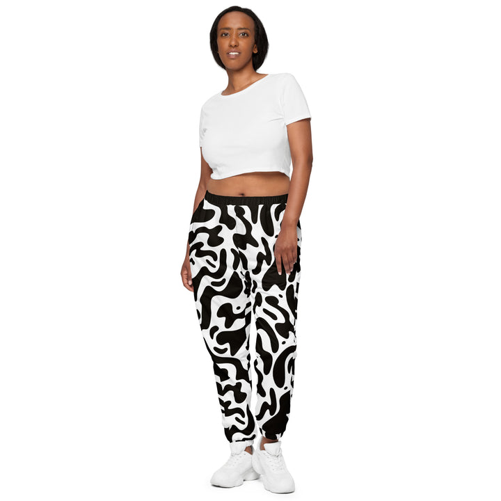 Unisex Track Pants - Black-White Sketch