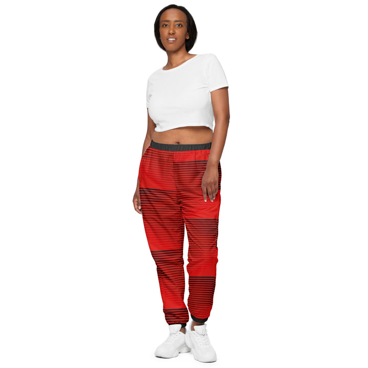 Unisex Track Pants - Red-Grey Fade