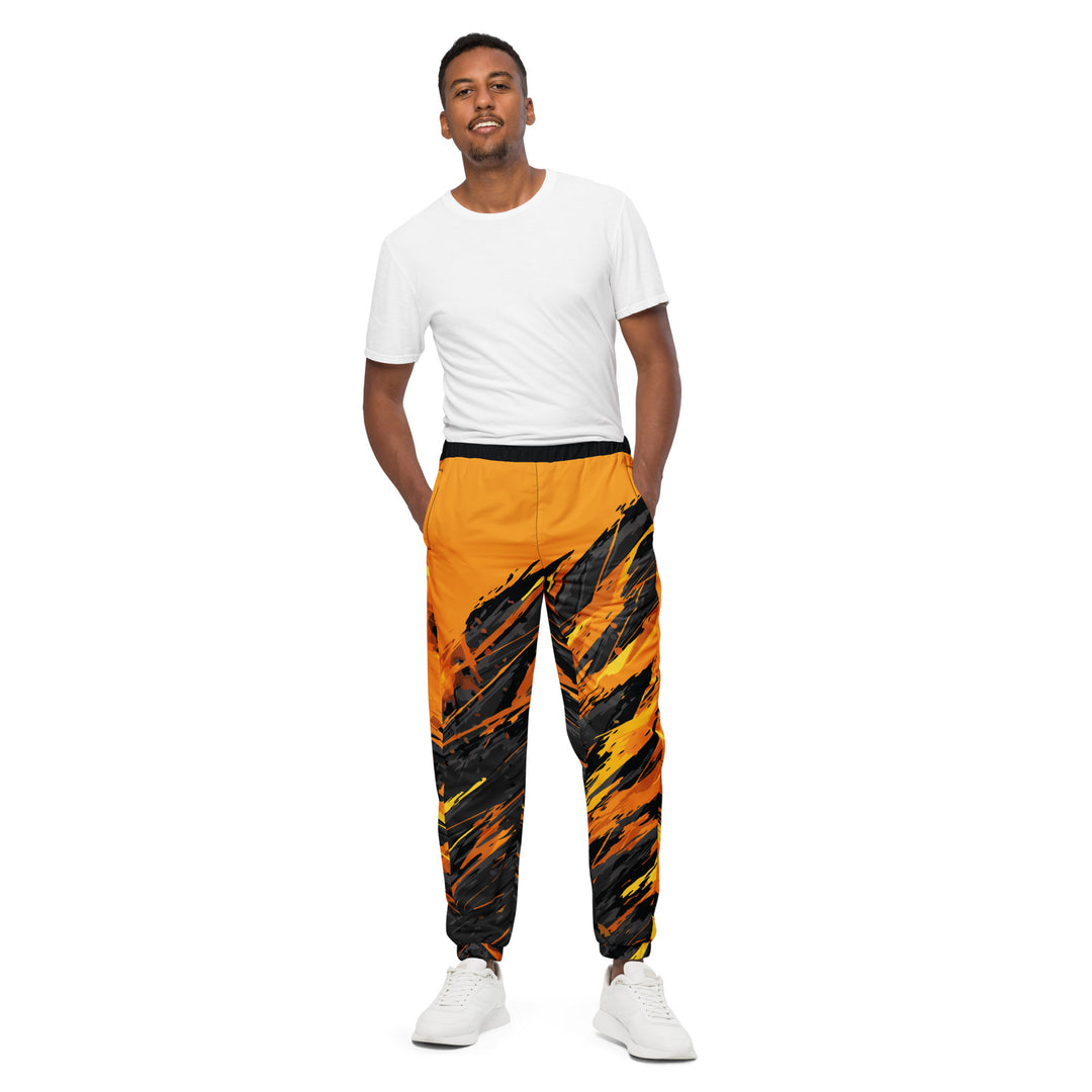 Unisex Track Pants - Black-Orange Scratch