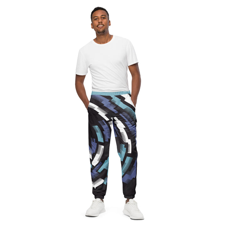 Unisex Track Pants - Black-Blue Mech