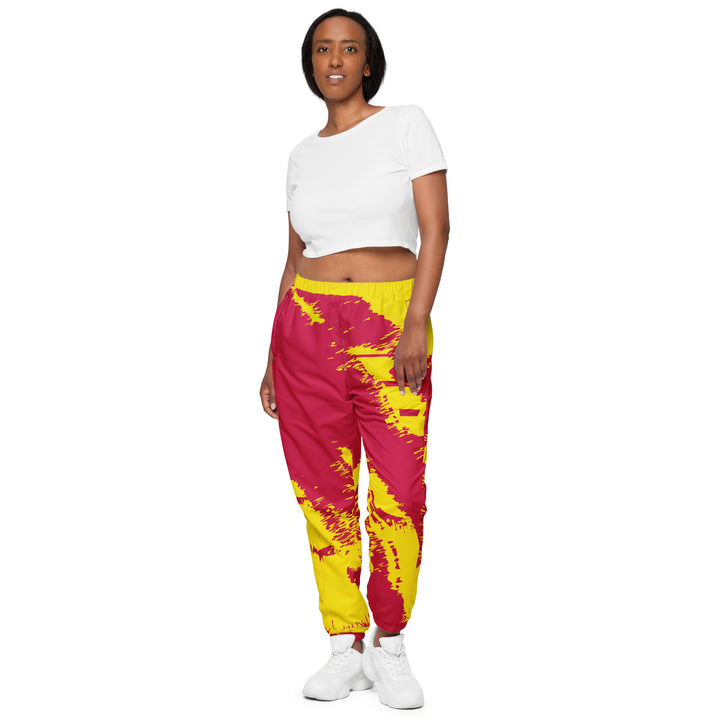 Unisex Track Pants - Yellow-Red Brush