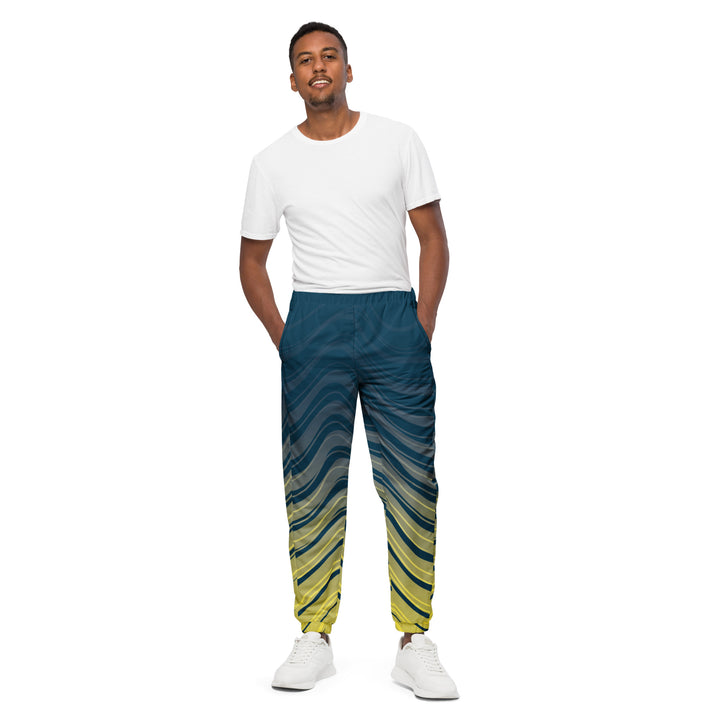 Unisex Track Pants - Yellow-Blue Wave