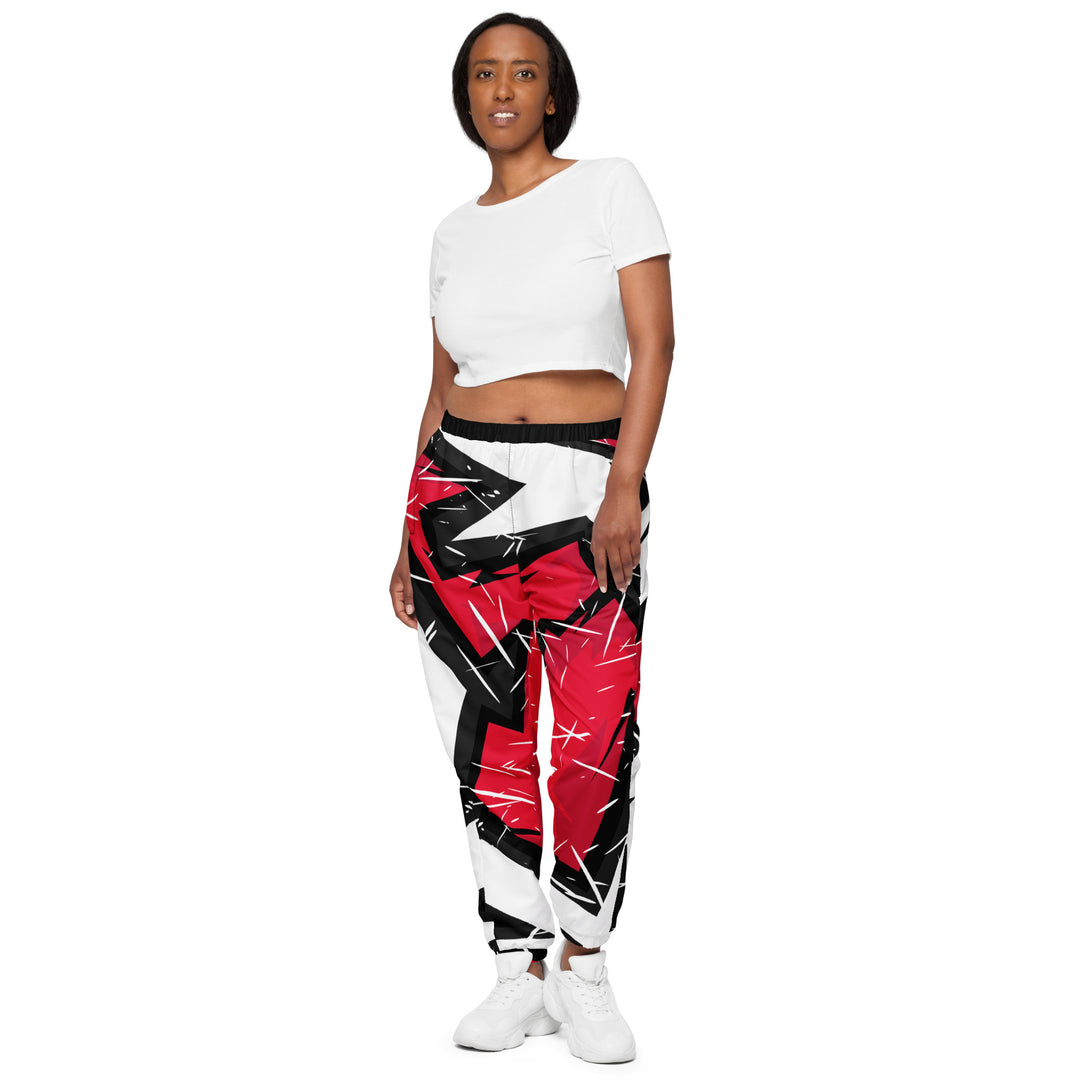 Unisex Track Pants - White-Red Sparks