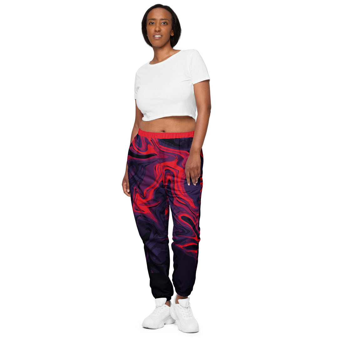 Unisex Track Pants - Black-Red Heat