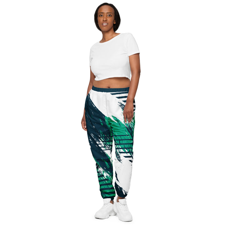 Unisex Track Pants - White-Green Path