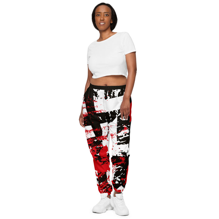 Unisex Track Pants - Black-Red Map