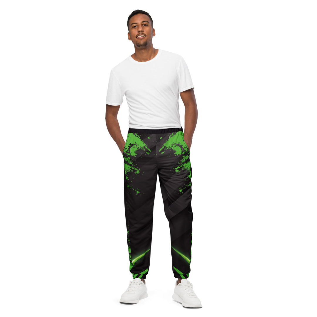 Unisex Track Pants - Black-Green Spike