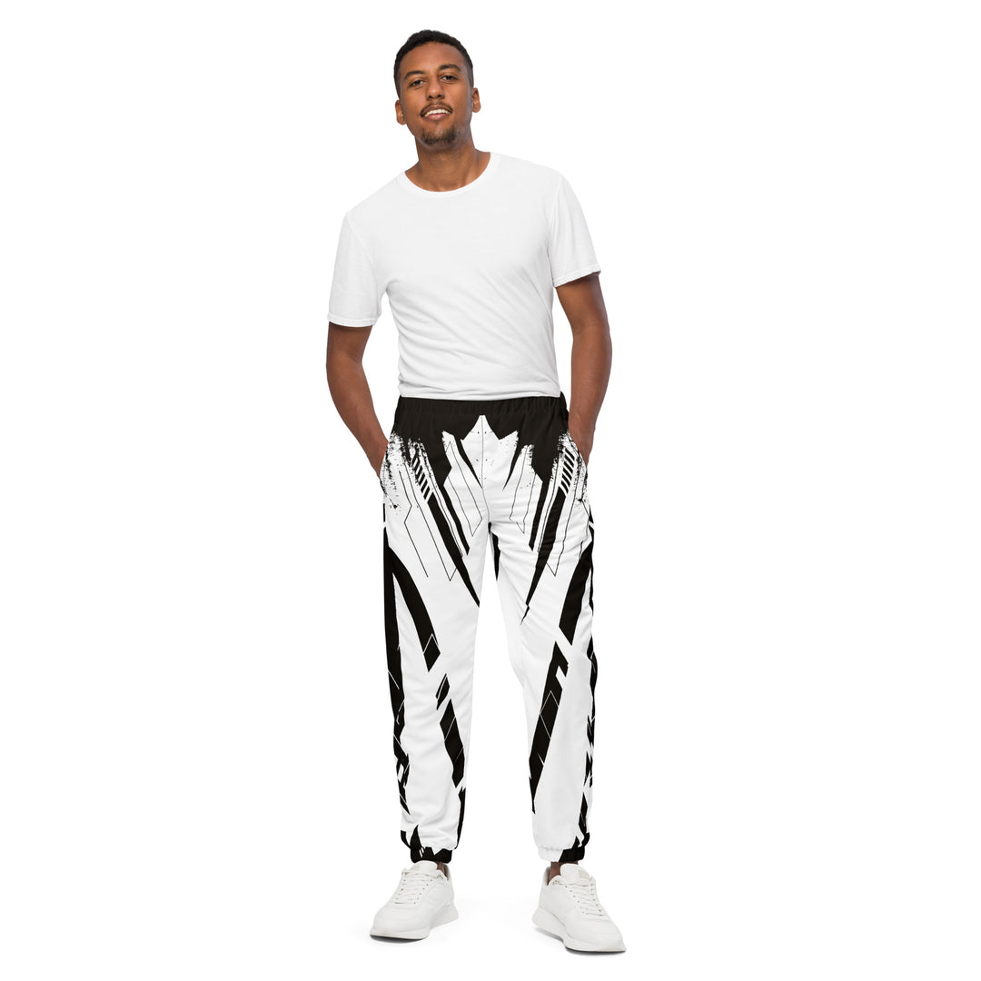 Unisex Track Pants - White-Black Ribbon