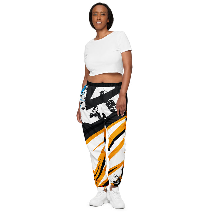 Unisex Track Pants - White-Yellow Wing