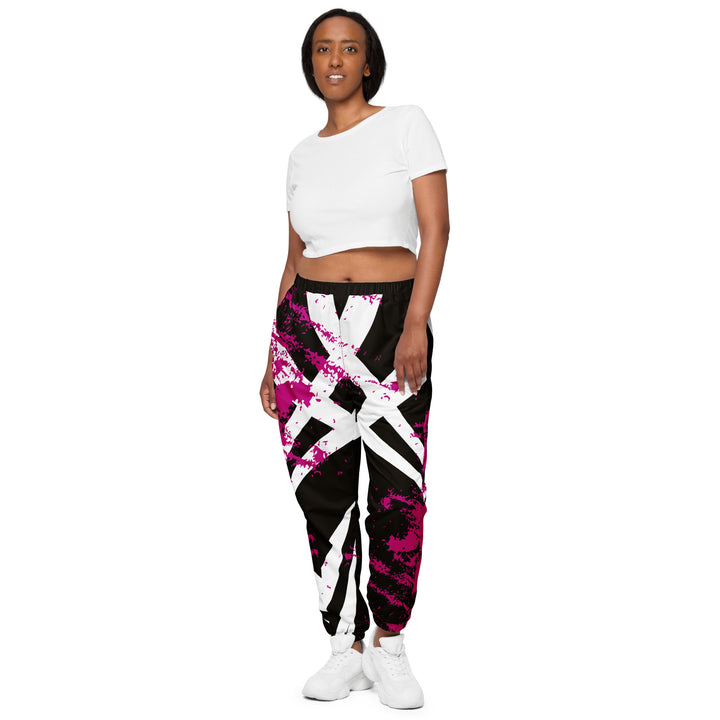 Unisex Track Pants - Black-Pink Tribal