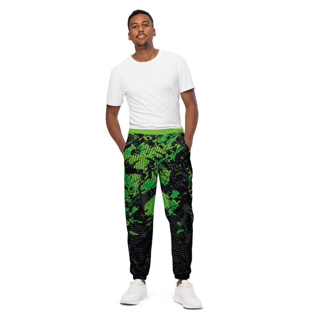 Unisex Track Pants - Black-Green Radar