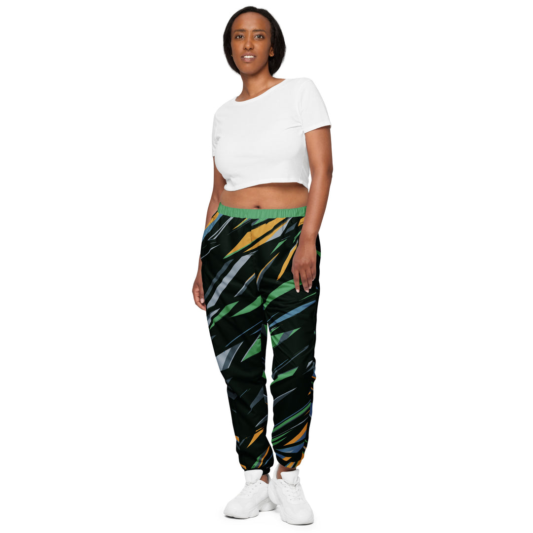 Unisex Track Pants - Black-Green Jungle