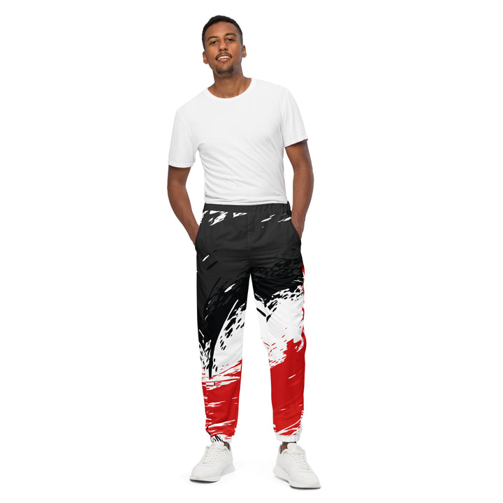 Unisex Track Pants - White-Red Fusion