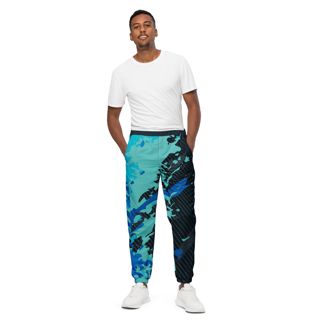 Unisex Track Pants - Black-Blue Surf