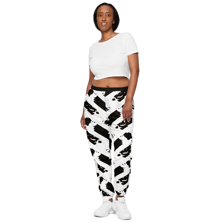 Unisex Track Pants - White-Black Mesh