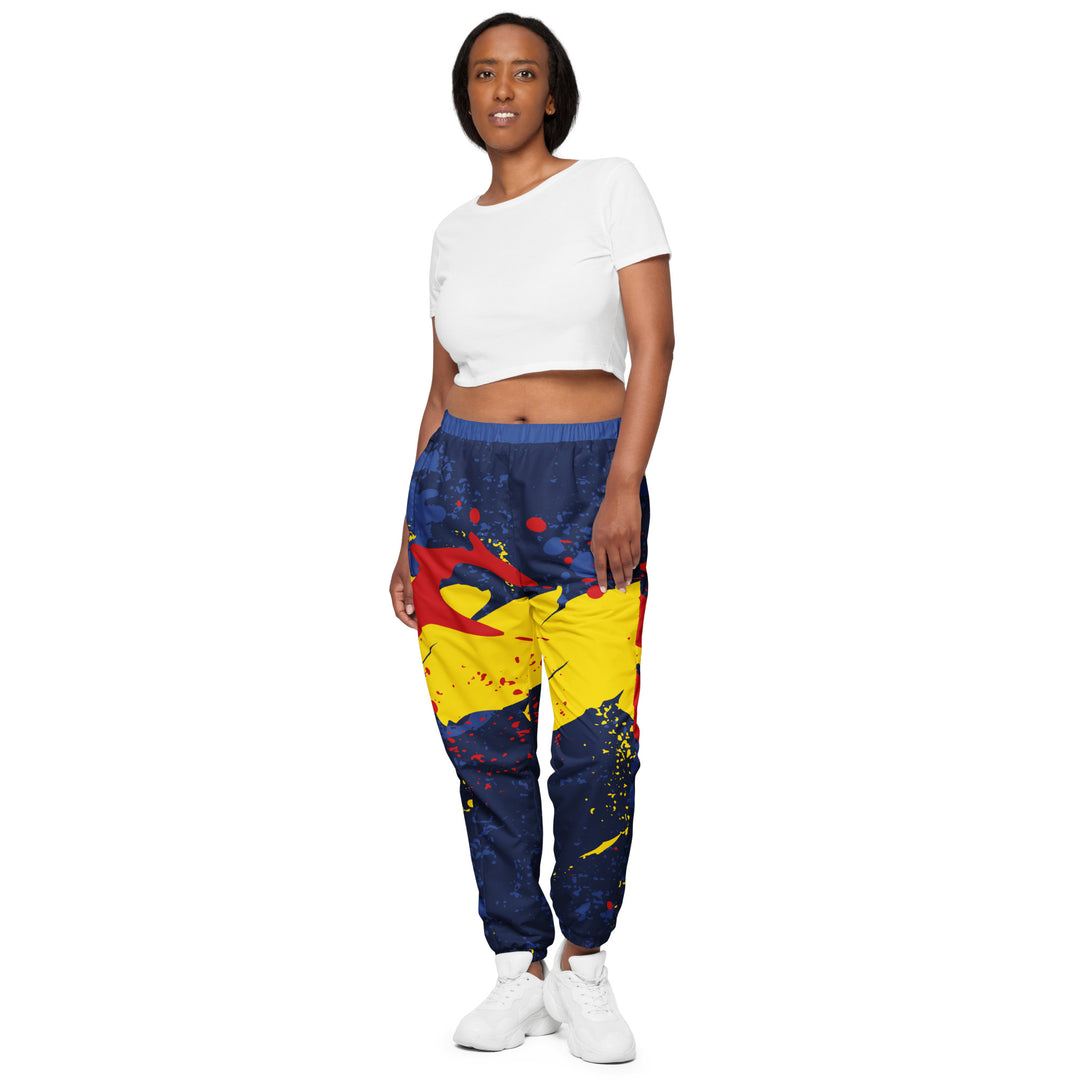 Unisex Track Pants - Blue-Yellow Splash