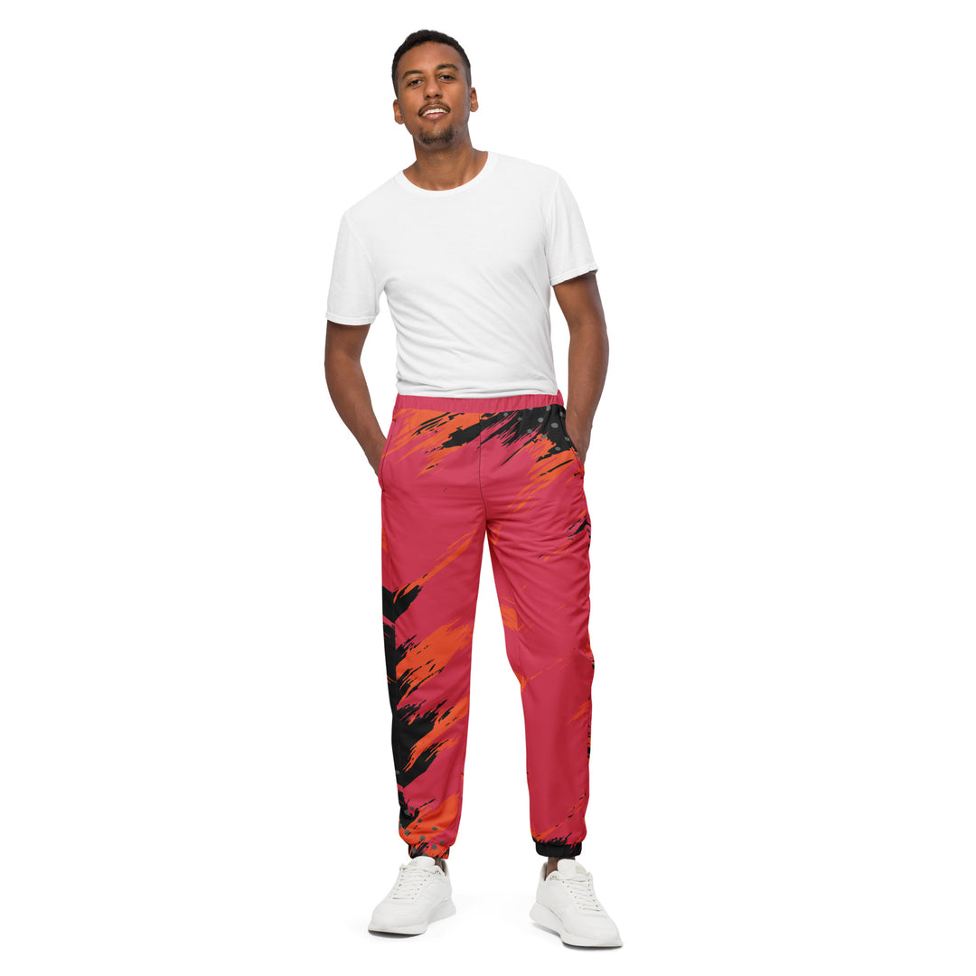 Unisex Track Pants - Red-Black Overdraw