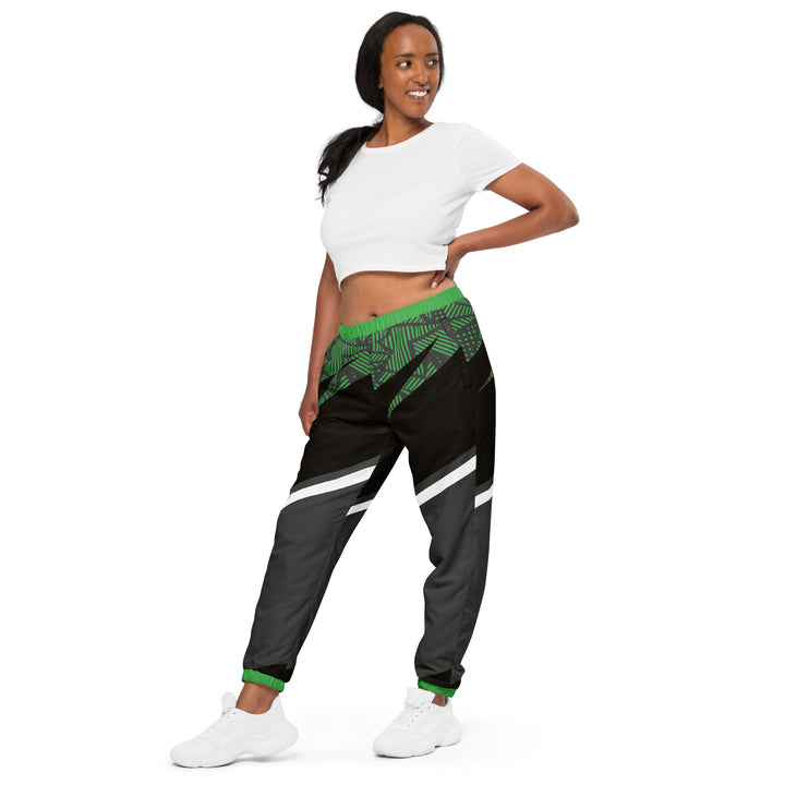 Unisex Track Pants - Black-Green Stripes