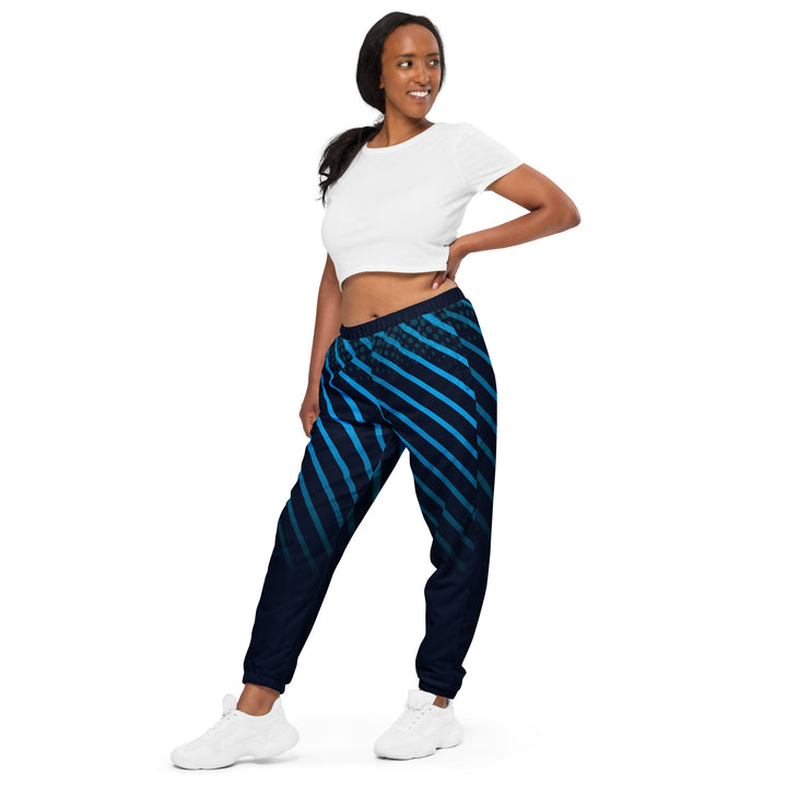 Unisex Track Pants - Black-Blue Stripes