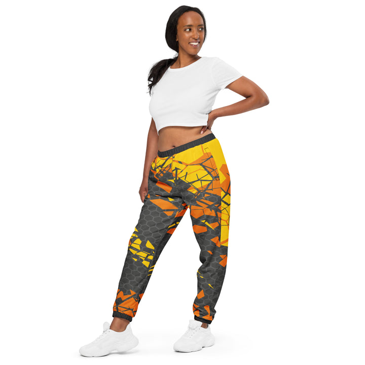 Unisex Track Pants - Orange-Grey Comb