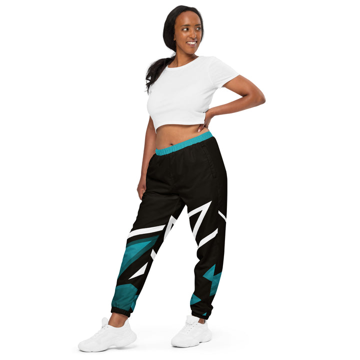 Unisex Track Pants - Black-Turquoise Flash