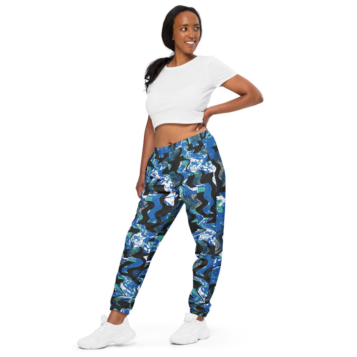 Unisex Track Pants - Blue-Black Waves