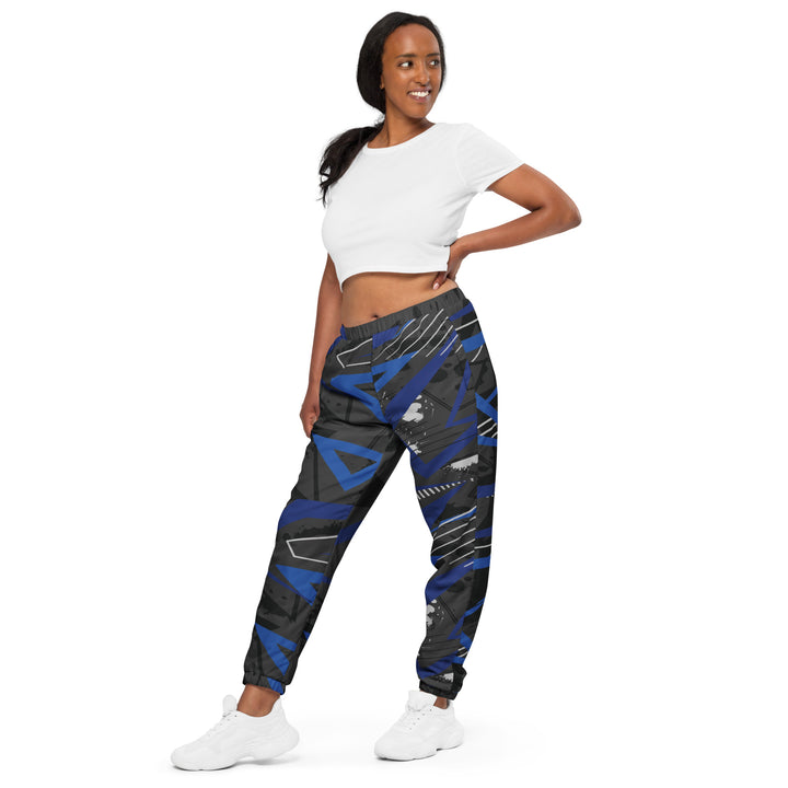 Unisex Track Pants - Black-Blue Illusion