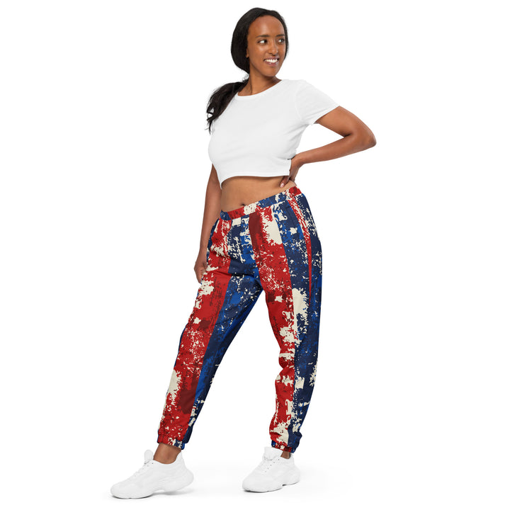 Unisex Track Pants - Blue-Red Stripes