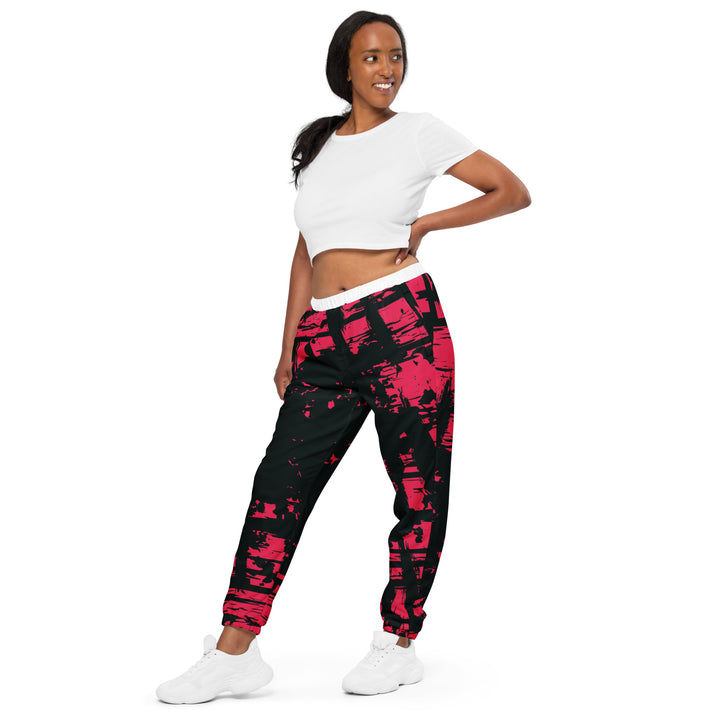 Unisex Track Pants - Red-Black Grunge