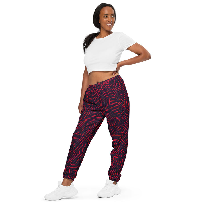 Unisex Track Pants - Red-Black Illusion