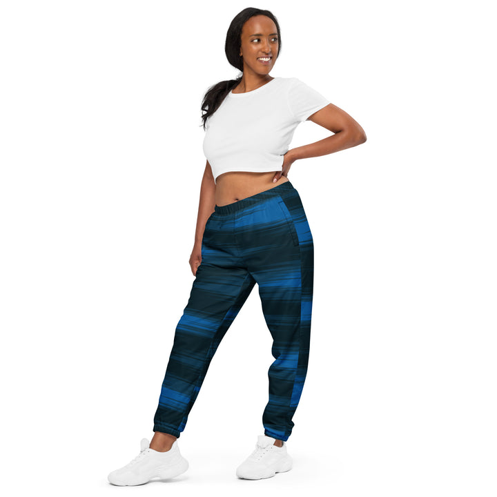 Unisex Track Pants - Black-Blue Shining