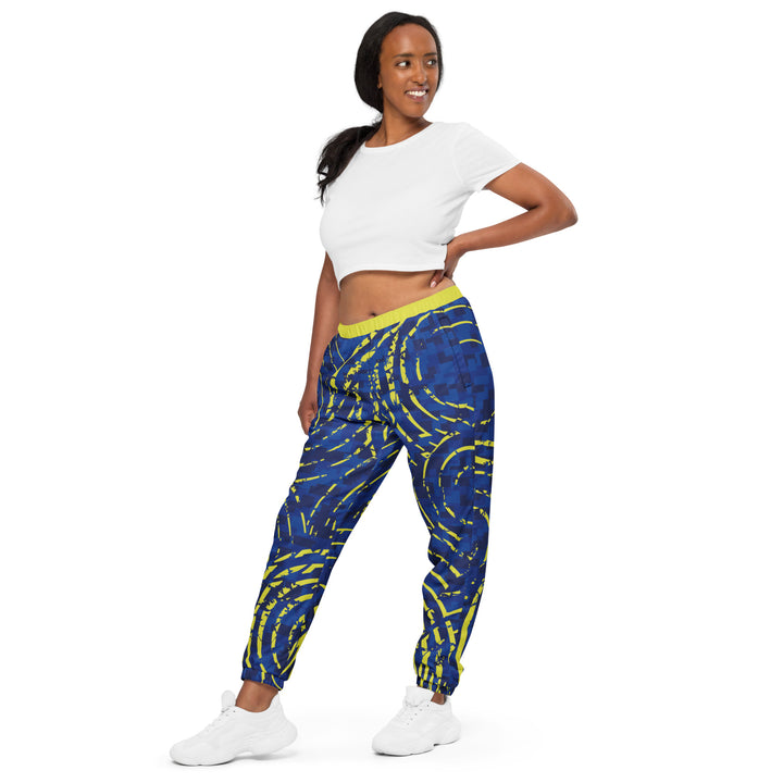 Unisex Track Pants - Blue-Yellow Spin