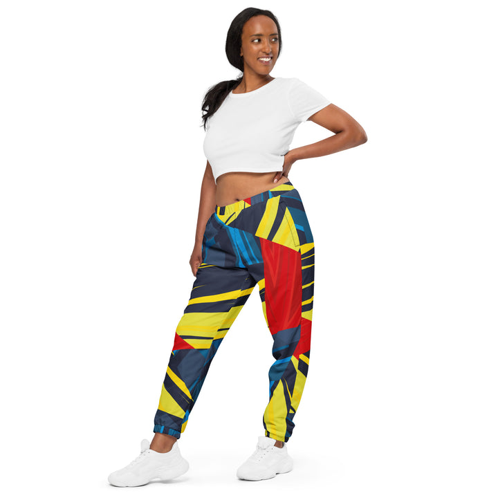 Unisex Track Pants - Blue-Yellow Geometric